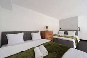 1 bedroom, desk, iron/ironing board, travel cot