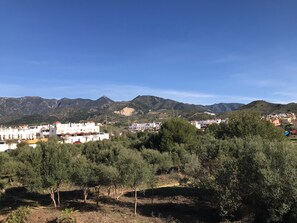 A residential area with houses, trees, and mountains in the background. - Bright 'Luminoso Marbella' Apartment with Sea Views, Wi-Fi and Air Conditioning (Marbella)