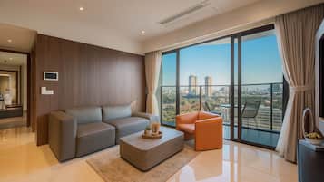 Basic Apartment, 2 Bedrooms, Balcony, City View | Hypo-allergenic bedding, minibar, desk, laptop workspace
