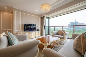 Basic Apartment, 3 Bedrooms, Balcony, City View | Hypo-allergenic bedding, minibar, desk, laptop workspace - Luxury Metropole Riverside Apartment (Ho Chi Minh)