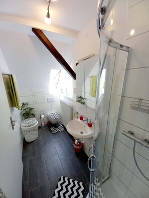 Dusche, Haartrockner, Handtücher