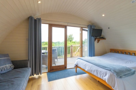 1 bedroom, WiFi, bed sheets. Pod1 Powys River Glamping Pods Builth Wells Wales