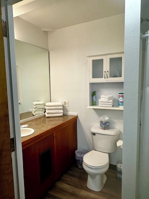 Hair dryer, towels