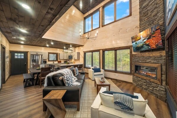 TV, fireplace, video games