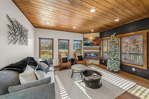TV, fireplace, video games