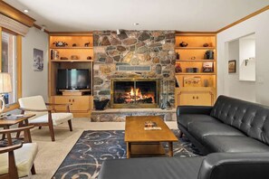 TV, fireplace, offices