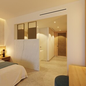 Ilmaiset minibaarituotteet, tallelokero huoneessa, työpöytä