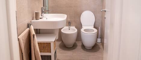 Dusche, Bidet, Handtücher