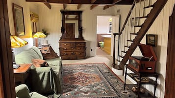 Smart-TV, Kamin, Bücher, Musikbibliothek