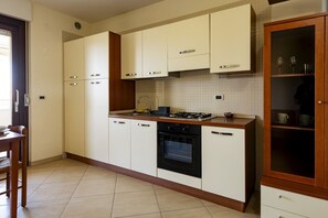 Fridge, oven, stovetop, electric kettle