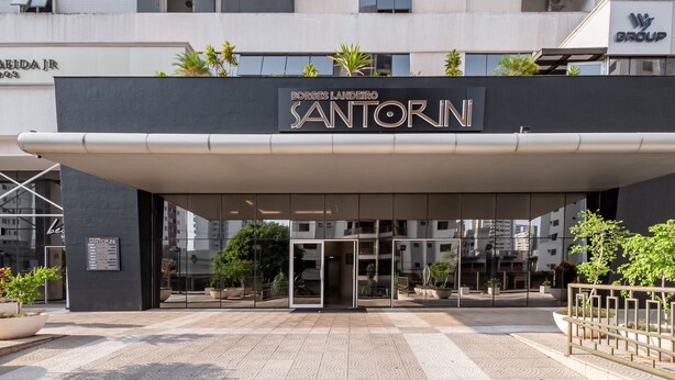 A modern building with a sign reading 'Borges Landeiro Santorin.' - BLI - Complete Condominium With gym and Pool in Goiania (Goiânia)