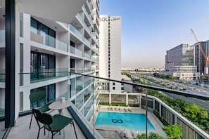 Superior Studio, Balcony, Pool View | Balcony - Modern Studio at Paragon (Dubai)
