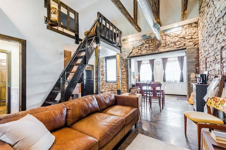 Living area. Regenerated 1876 Stone Schoolhouse Outside MHK!