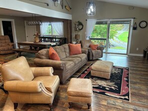 Smart TV, fireplace, foosball