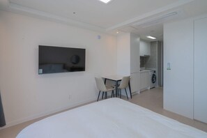 Standard Double Room, Partial Sea View | Desk, laptop workspace, free WiFi