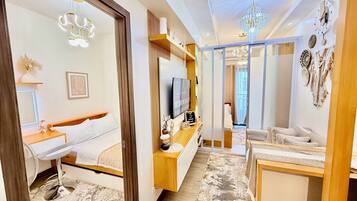 Premium bedding, memory-foam beds, in-room safe, individually decorated