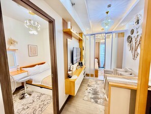 Luxury Condo | Premium bedding, memory foam beds, in-room safe, individually decorated