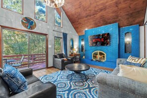 TV, fireplace, offices