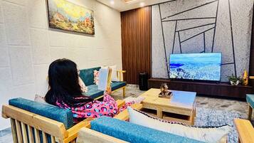 Smart TV, table football, books, video library