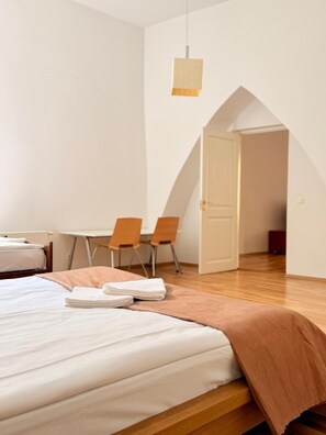 Desk, iron/ironing board, travel cot, free WiFi