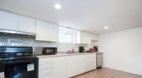 Microwave, stovetop, dishwasher