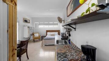 Desk, free WiFi, bed sheets