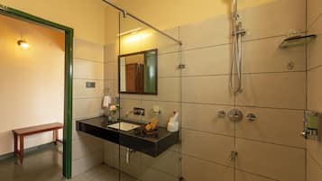 Bathroom | Shower, hair dryer, towels, soap