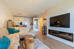 TV, music library, stereo