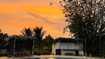 Outdoor pool, open 9:00 AM to 5:00 PM, free cabanas