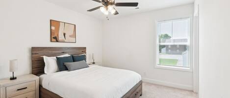 2 bedrooms, desk, iron/ironing board, travel crib