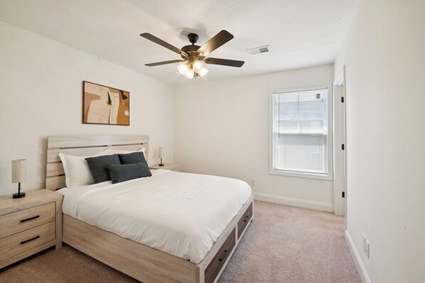 2 bedrooms, desk, iron/ironing board, travel cot