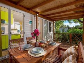 Comfort Mobile Home, 3 Bedrooms | Balcony - Mobile Home Mediteran Superior by the Pool in Caravan Park Strasko, Novalja (Novalja)