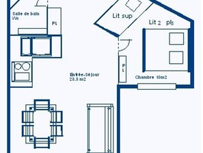 Floor plan - Aussois - Apt 6 pers, 2 rooms, terrace, WIFI, pets allowed (Aussois)