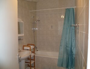 Hair dryer, towels, toilet paper