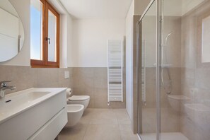 Hair dryer, towels, toilet paper