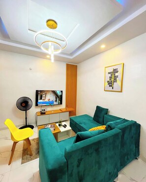 Family Apartment, Balcony, City View | Living area - Crestville Apartments (Lagos)