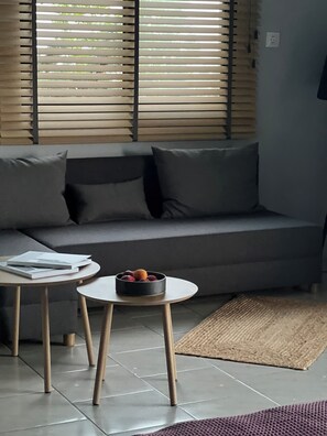 Junior Suite, Balcony, Sea View | Desk, laptop workspace, blackout drapes, soundproofing - hellofrom Beach House (Pangaio)