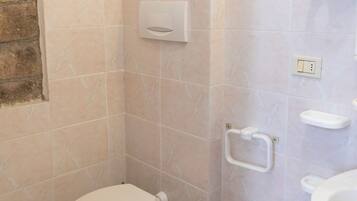 Ducha, secador de pelo, toallas, jabón