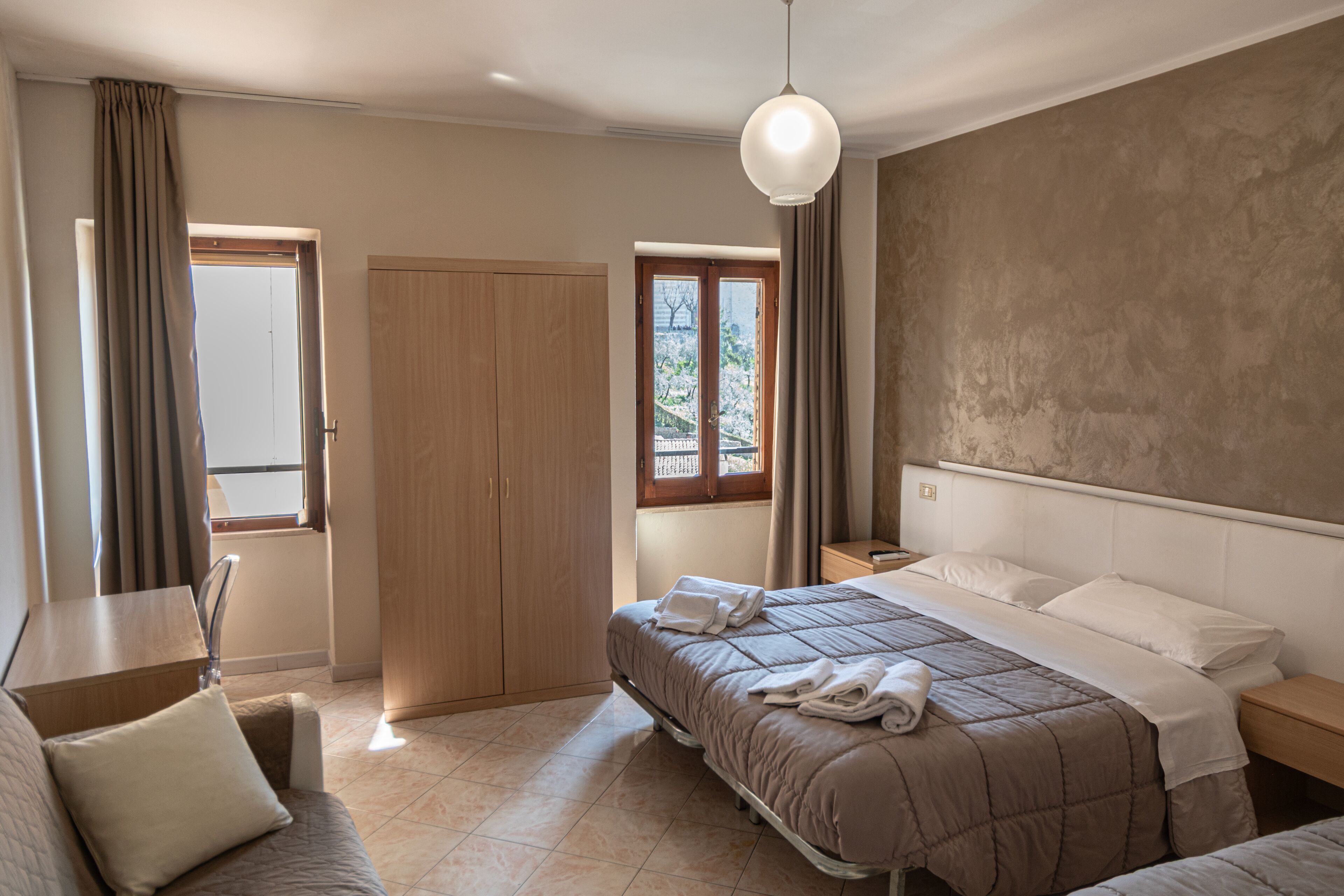 Desk, free WiFi, bed sheets