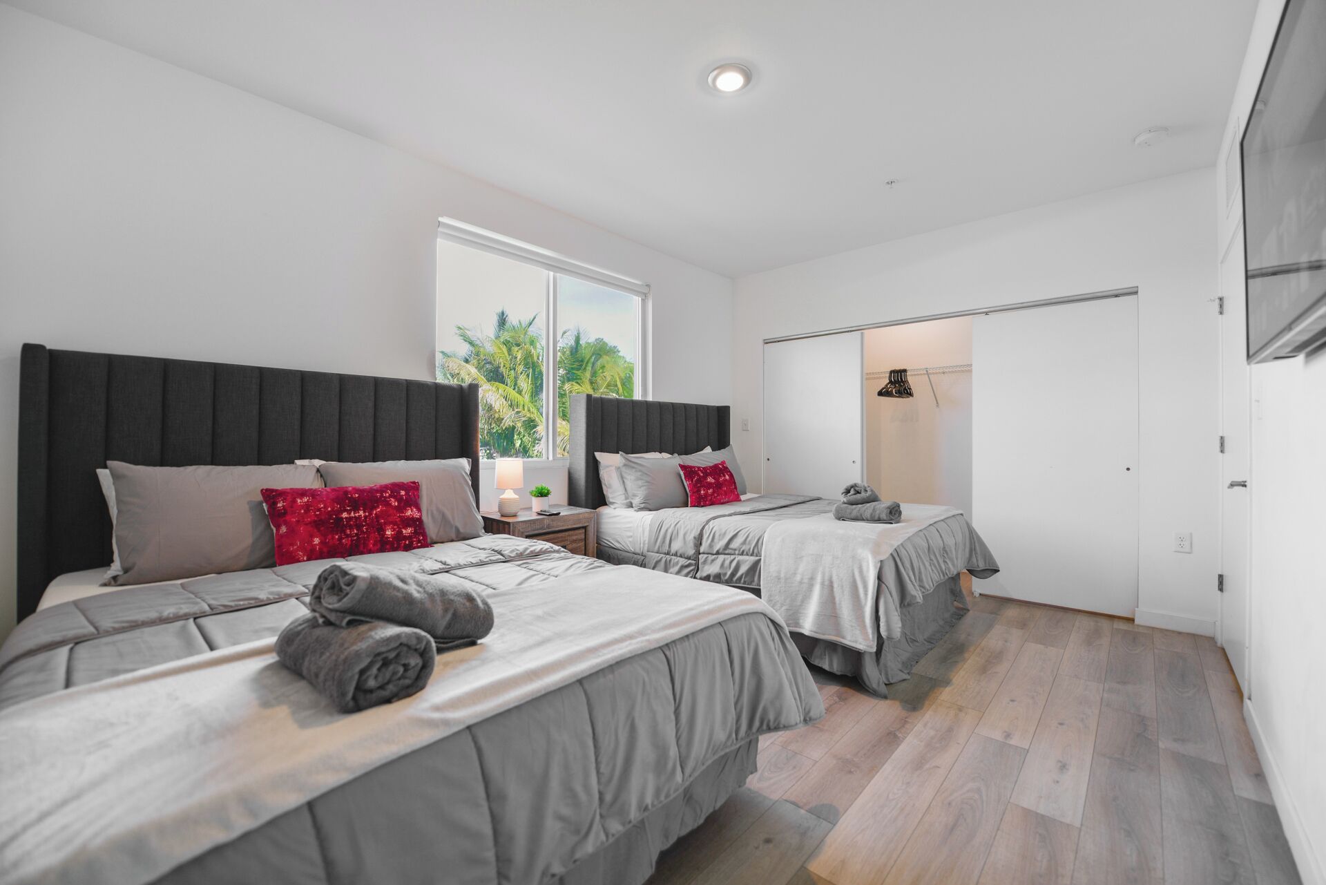 Premium bedding, blackout curtains, iron/ironing board, free WiFi