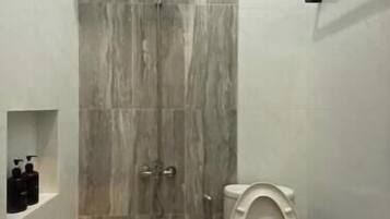 Secador de pelo, toallas, papel higiénico