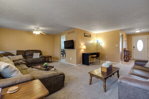 Smart TV, foosball, table tennis, books