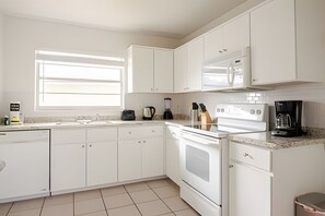 Fridge, microwave, oven, dishwasher