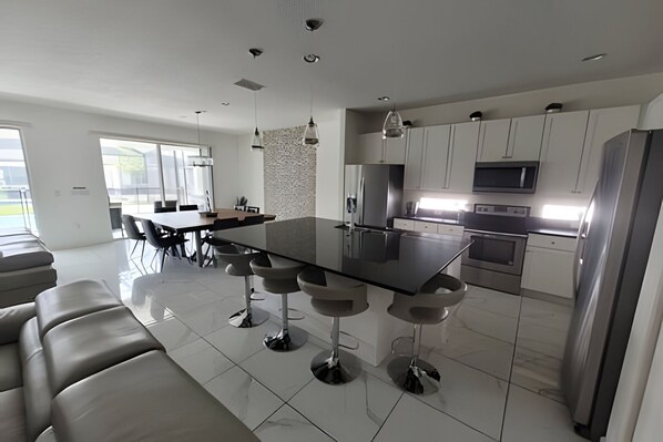 Fridge, microwave, oven, dishwasher