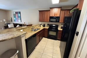 Fridge, microwave, oven, dishwasher