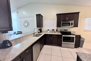 Fridge, microwave, oven, dishwasher