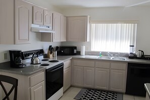 Fridge, microwave, oven, dishwasher