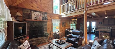 TV, fireplace, video games, offices