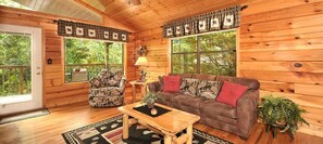 Room, 1 King Bed with Sofa bed, Hot Tub, Garden View (Honey Bear Den) | Living area | TV