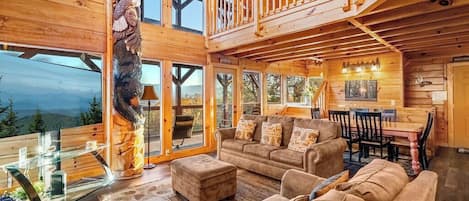 Room, Multiple Beds, Pool Access, Mountain View (Eagles View Lodge) | Living area | Fireplace